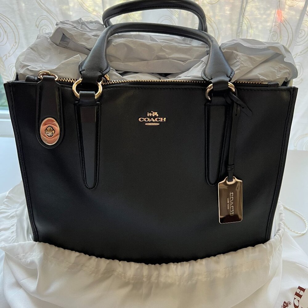Leather COACH Crosby Handbag with Detachable Crossbody Strap